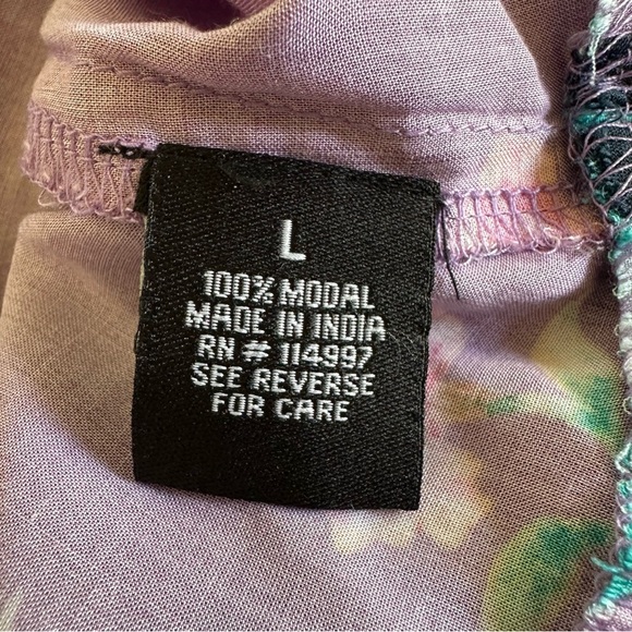 Tolani Collection size Large Purple V Neck Floral Blouse Top Long sleeve Modal L - Picture 5 of 6